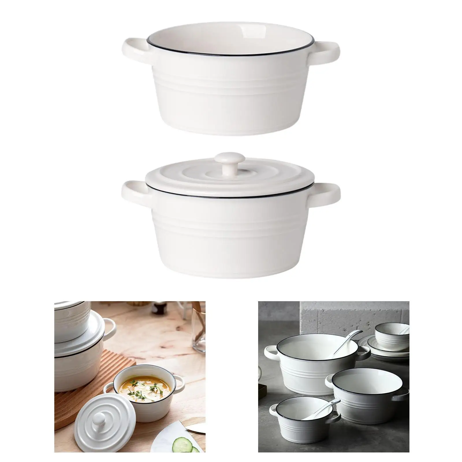 

Десертная миска с двойной ручкой, многоцелевой керамический контейнер для фруктов, миска для завтрака, миска для смешивания закусок, риса, йогурта, овсяных макарон