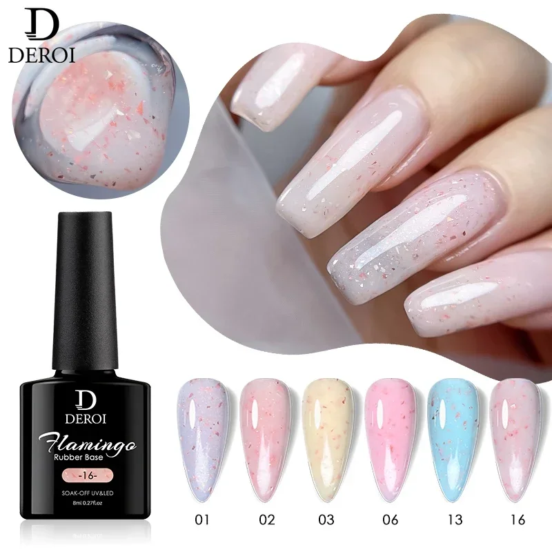 

DEROI Nude Rubber Base Gel Semi Permanent Pink Gel Nail Polish Clear UV Gel Polish Nail Supplies for Professionals Nail Art