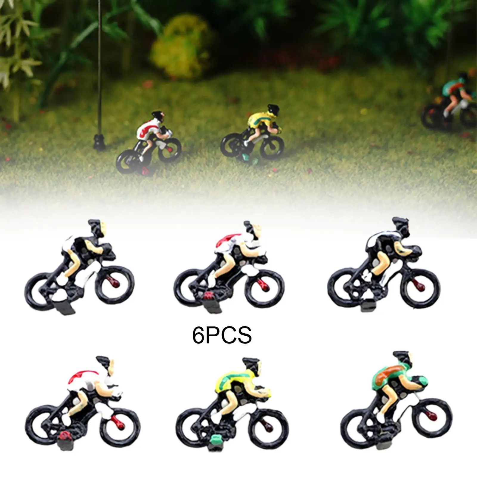 6 pezzi in scala 1:87 Figure di persone Scena realistica Biciclisti Diorama Layout
