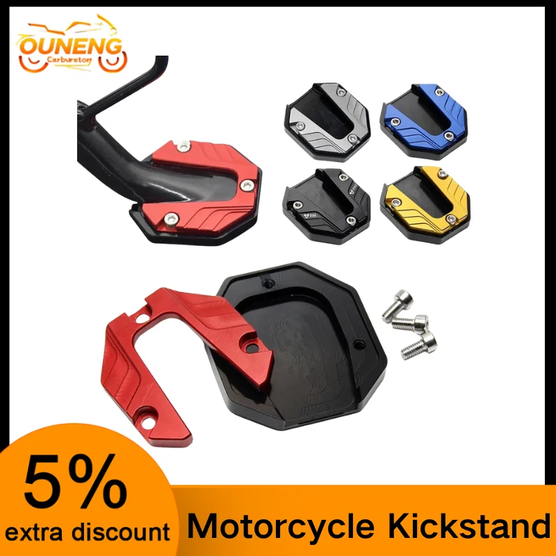 

CNC Aluminum Alloy Motorcycle Bike Kickstand Extender Foot Side Stand Extension Pad Support Plate Anti-skid Enlarged Base