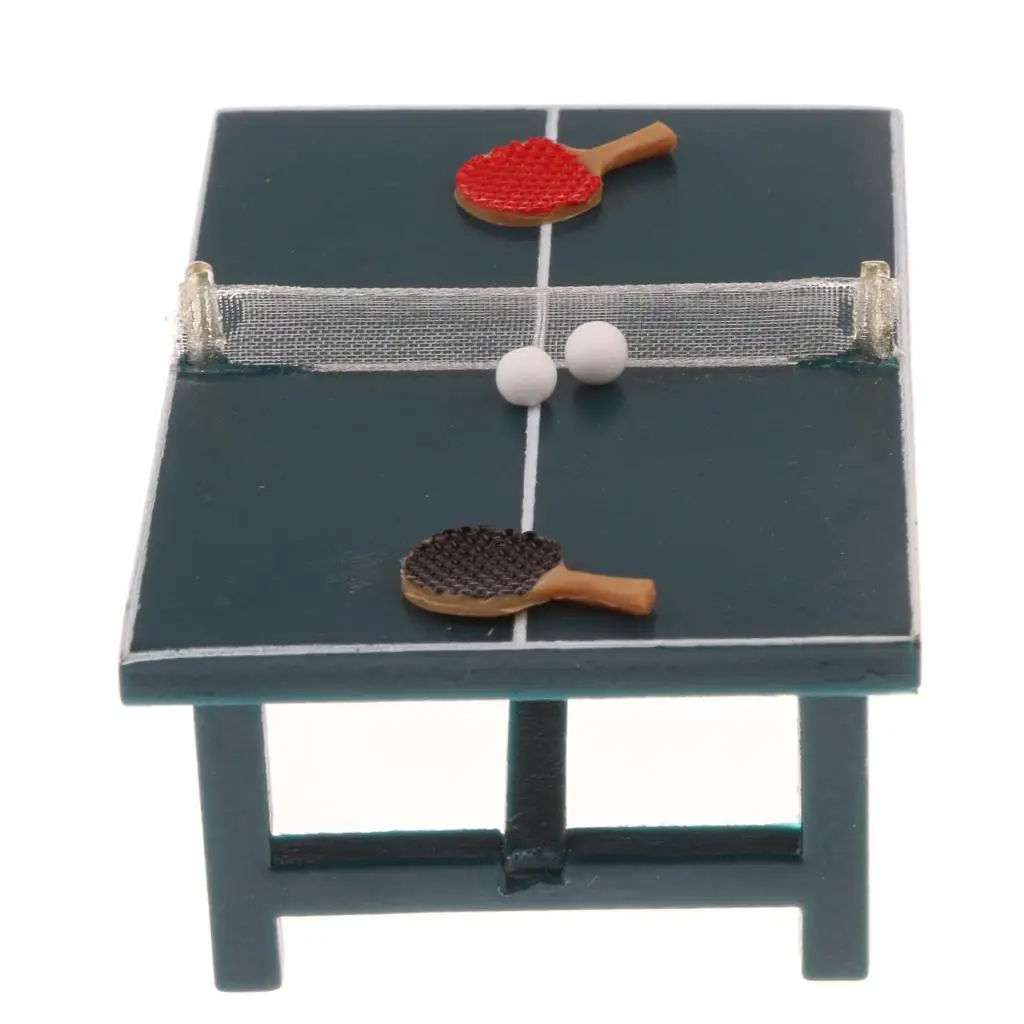 1/12 Poppenhuis Miniaturen Meubels Tennistafel En Ballen