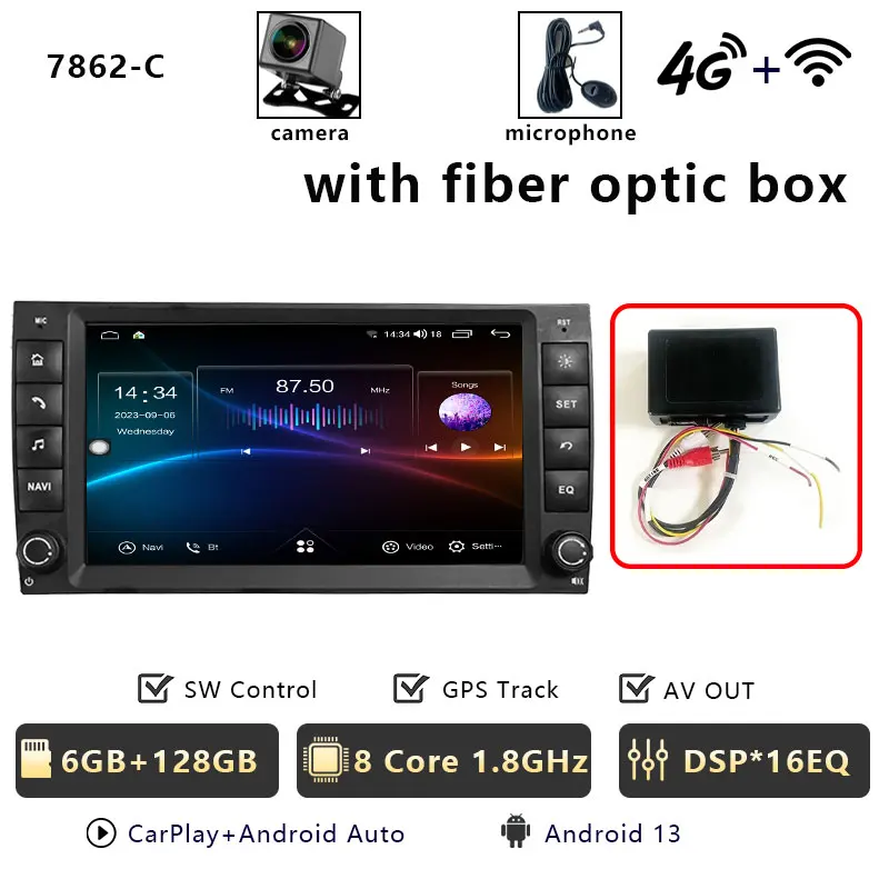 CHSTEK Autoradio Android 13 Speler voor Porsche Cayenne 955 957 9 PA 2002-2010 CarPlay Navigator Multimedia Bluetooth 4G GPS WiFi