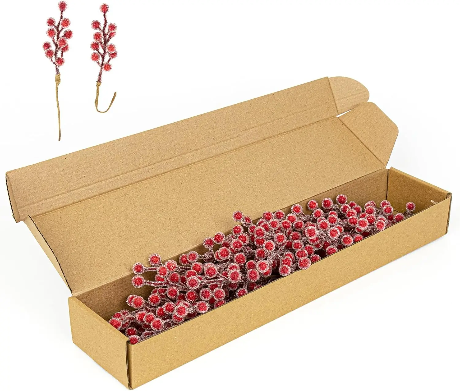 

32 Pack 6.5' Frosted Red Berry Stems for Christmas Tree & Holiday Centerpieces