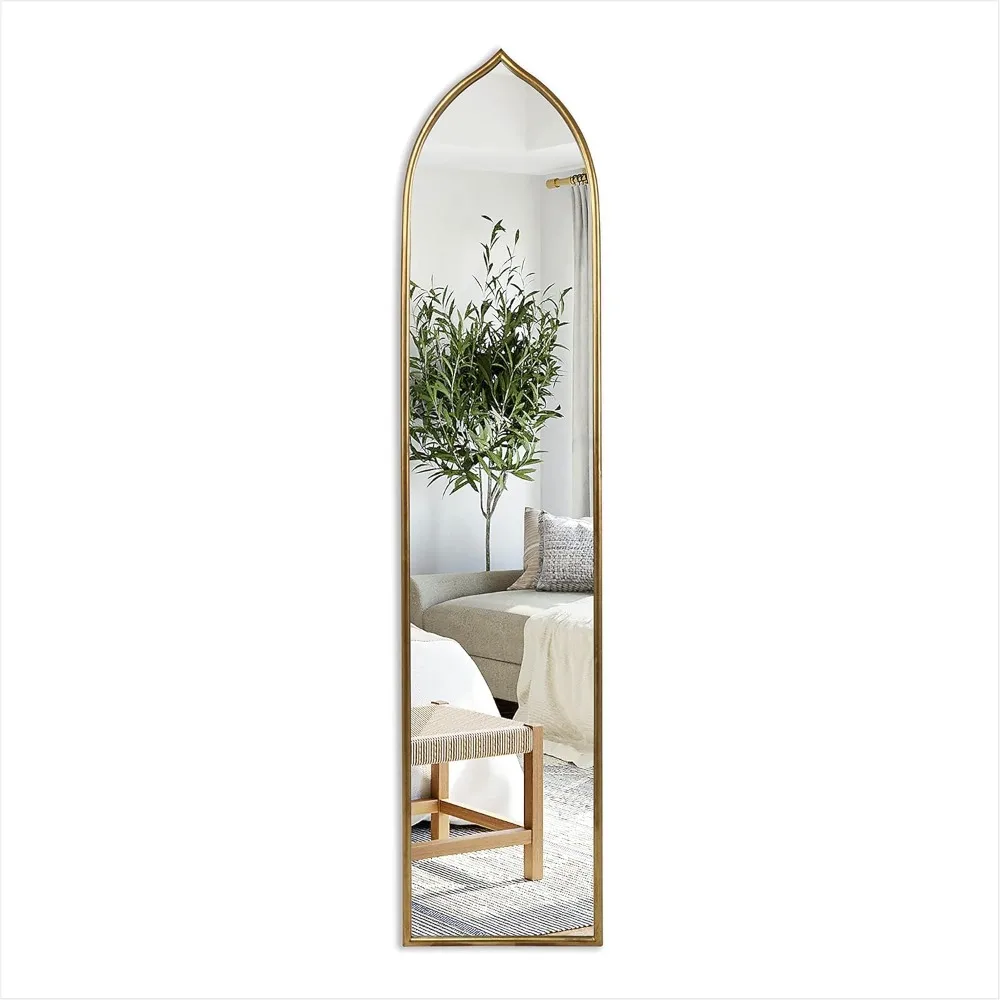 

Gold Arch Full Length Mirror, 16"x71", Wall Mount, Home Mirror