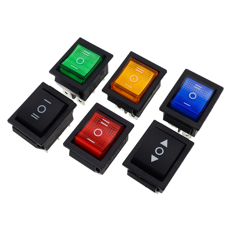 1PCS KCD4 Rocker Switch Power Switch ON-OFF-ON 3 Position 6PIN  Electrical equipment With Light Switch 16A 250VAC/ 20A 125VA