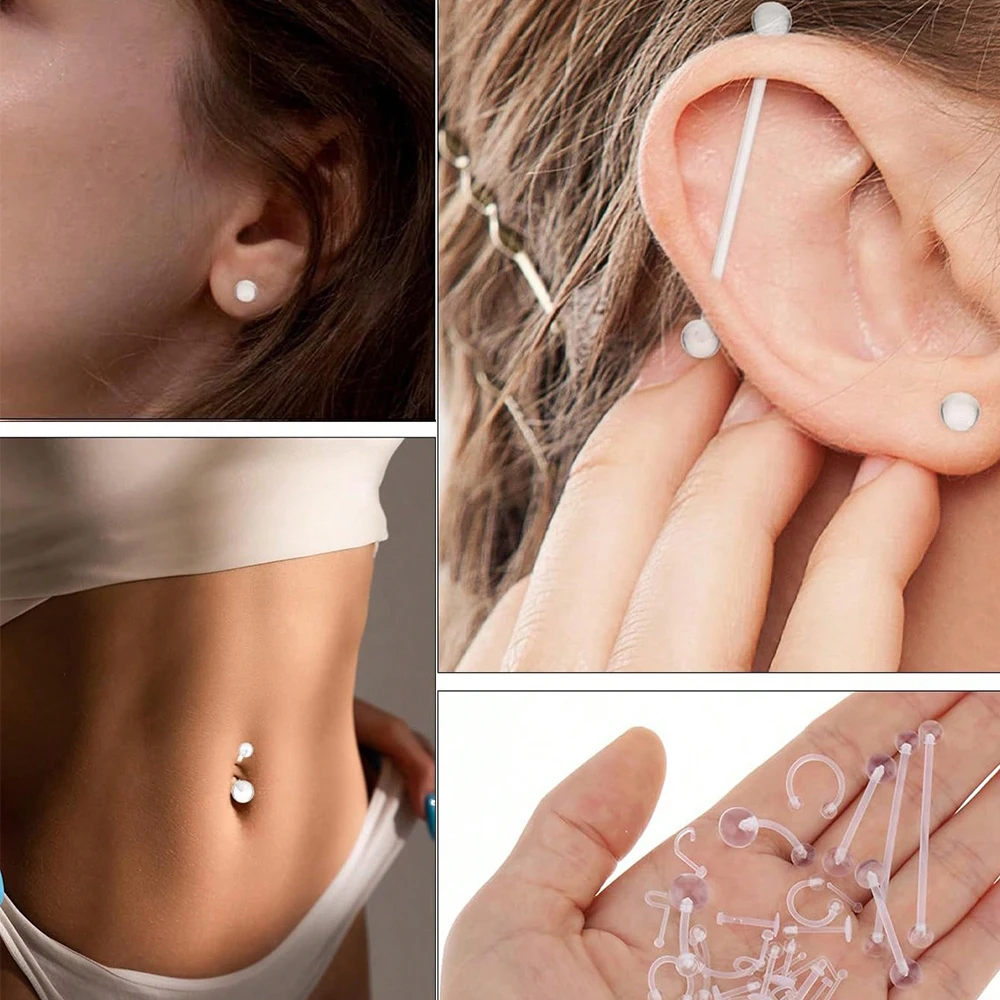 Clear Piercing Retainer, Hypoallergenic Bioflex Plastic