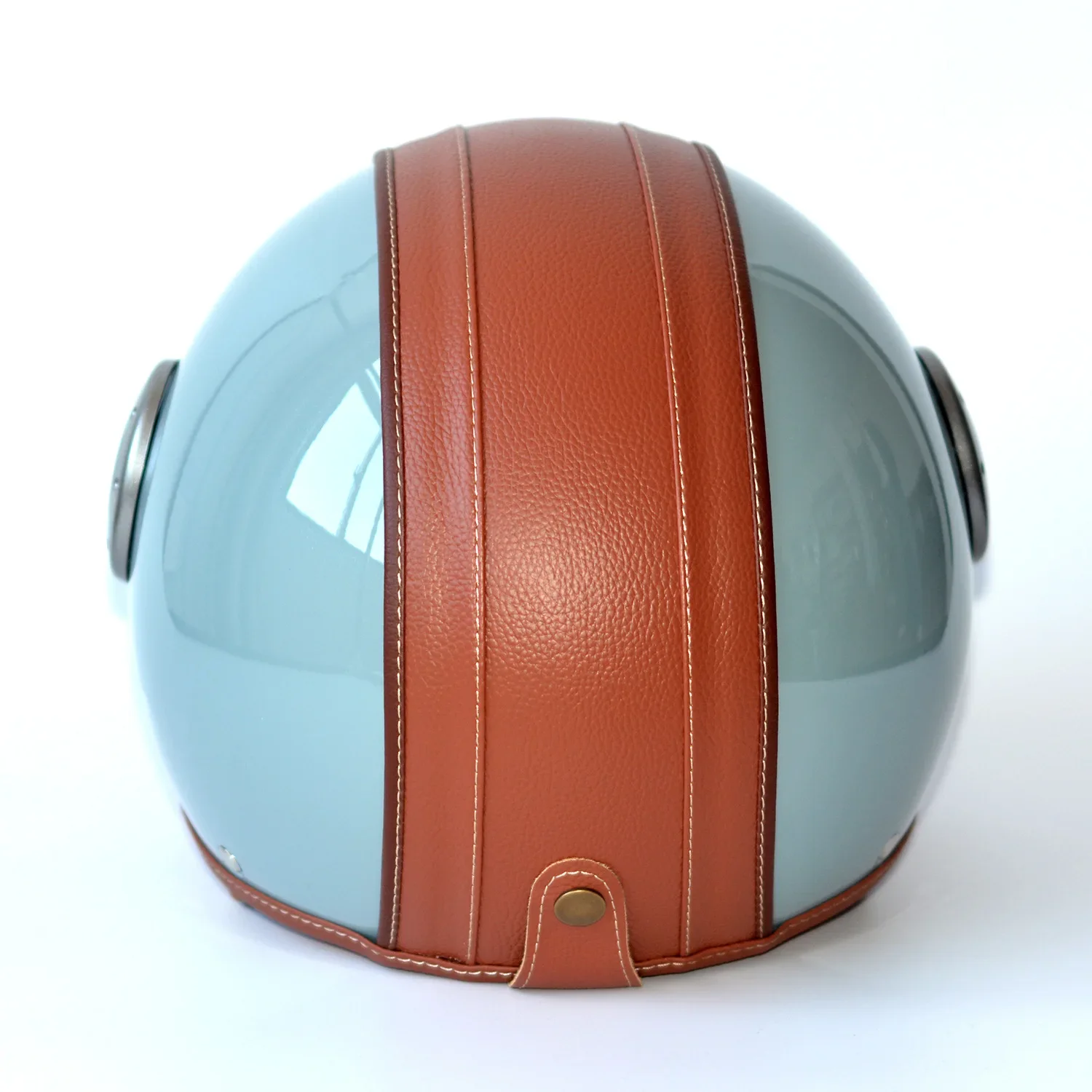 High-Quality PU Leather Motorcycle Helmet Double Lens Clear Half Cover Protective Cap for Men And Women Couples