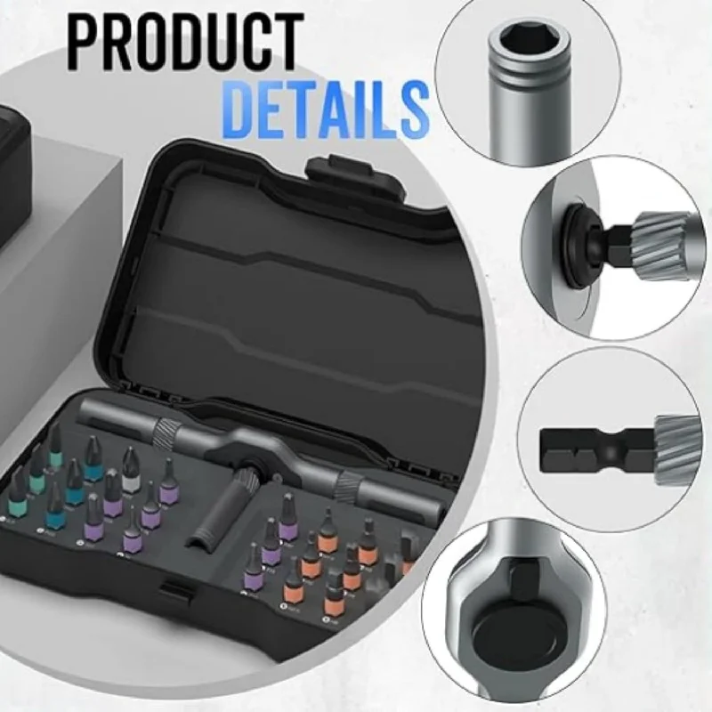 Set Obeng Ratchet Magnetik 24 In 1 Dly Obeng Ratchet Kompak dan Portabel Memperbaiki Furnitur Elektronik & Kacamata