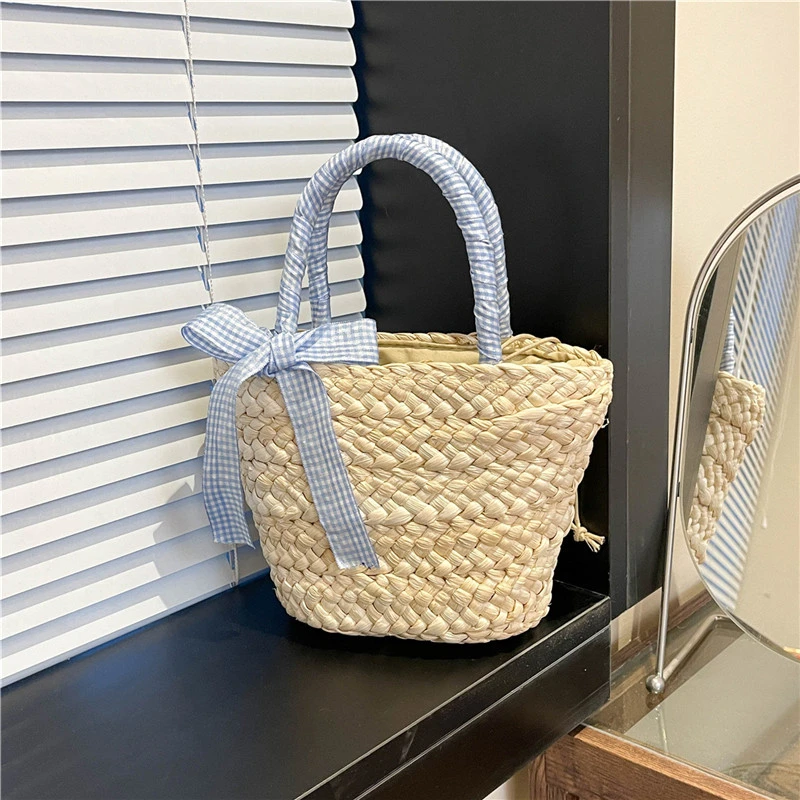 

Bow Ribbons Large Capacity Shoulder Bags Straw Woven Spring New Women's Bags on Sale 2025 Brand Versatile String Shoulder Bags