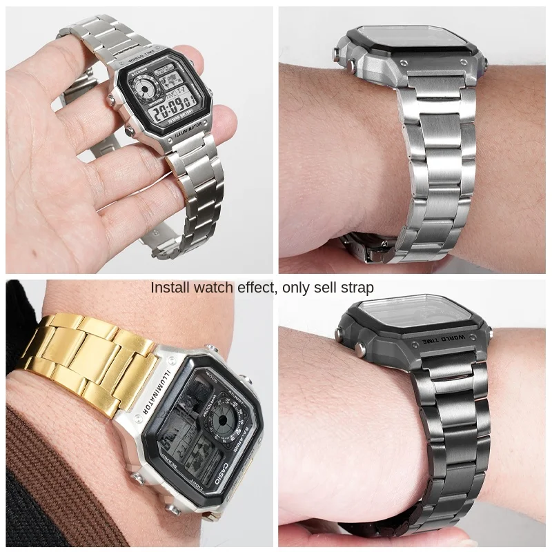 AE1200 Высококачественный модный комплект из нержавеющей стали для Casio 3299 AE-1200, чехол AE-1300, модифицированный браслет, серебристый, черный, золотой, черный ободок