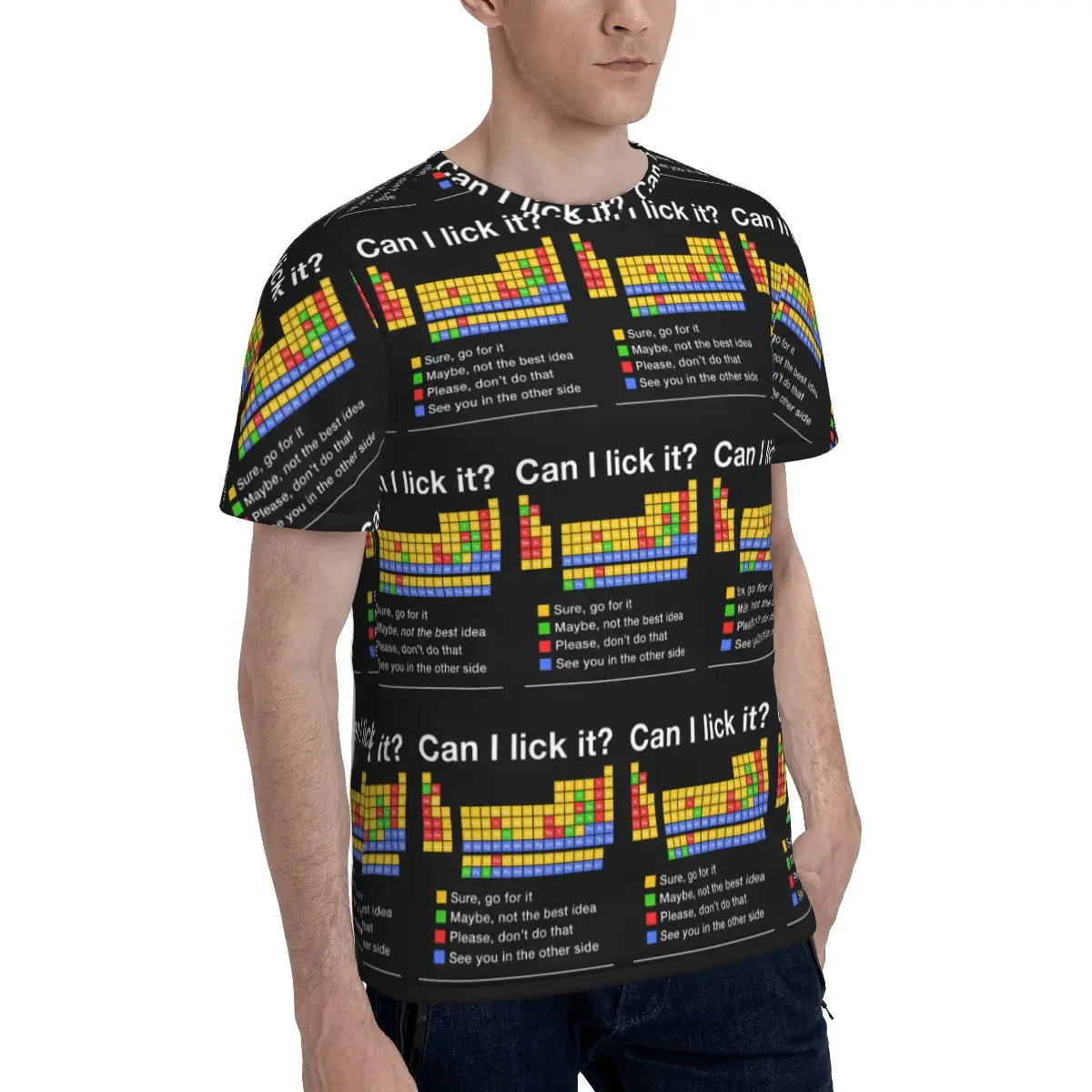 Can I Lick It Periodic Table T-Shirt for Men Cotton T Shirts Men's Short Sleeve Round Neck Summer Clothes Tops