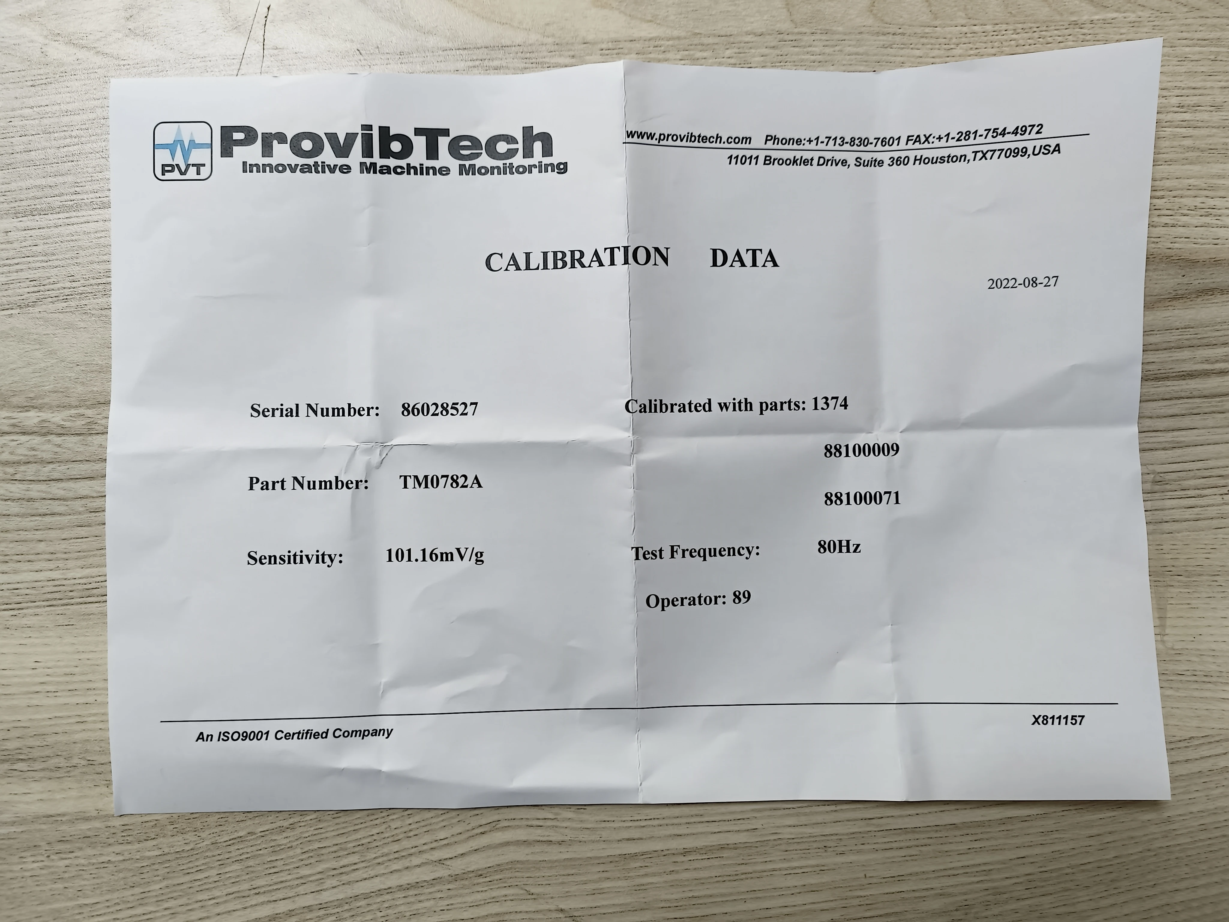 TLF ProvibTech Accelerometer Vibration Transmitter  TM0782A