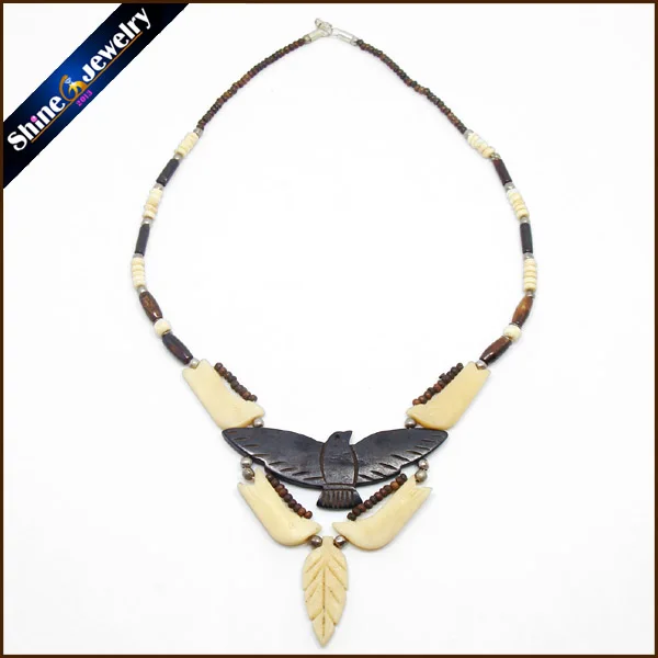 

Vintage Tribal Jewelry Natural Yak Bone Carving Totem Leather Rope Chain Choker Chunky Statement Bib Necklace For Women Men NG25