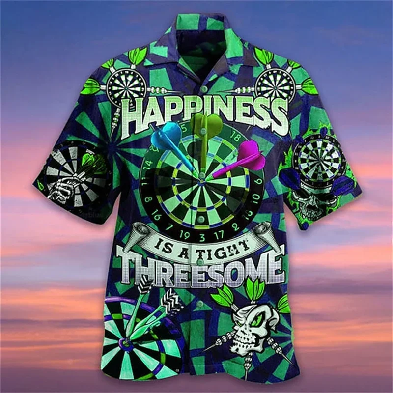 Short-sleeved Shirt Men's Dart 3D Print Casual Summer Shirt Festive Shirt Exquisite Men's Shirt