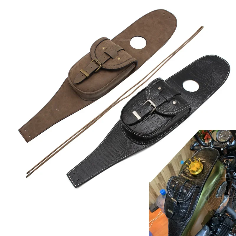 

Motorcycle PU Leather Fuel Tank Bag Motorbike Tank Pad Black/Brown For Harley Davidson Sportster XL48 883 1200