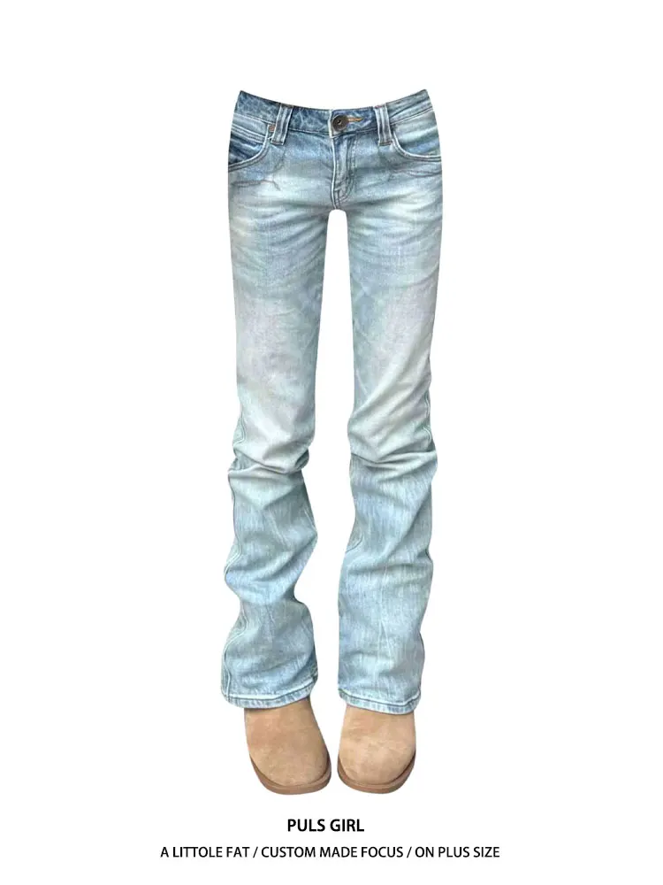 

Low Waist Slim Fit Straight Leg Jeans Women's Retro Washed Embroidered Denim Pants Hot Girl Casual Style All Seasons