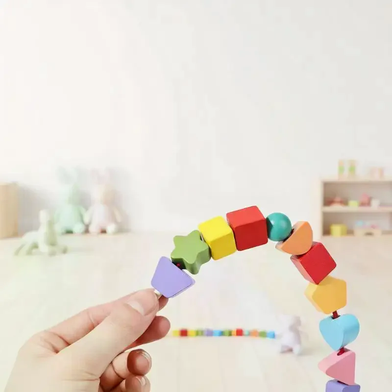 Набор деревянных бусин и блоков Монтессори; Игрушки для обучения штаберителем форм; Игры для посещаемости и сопоставления для раннего образования