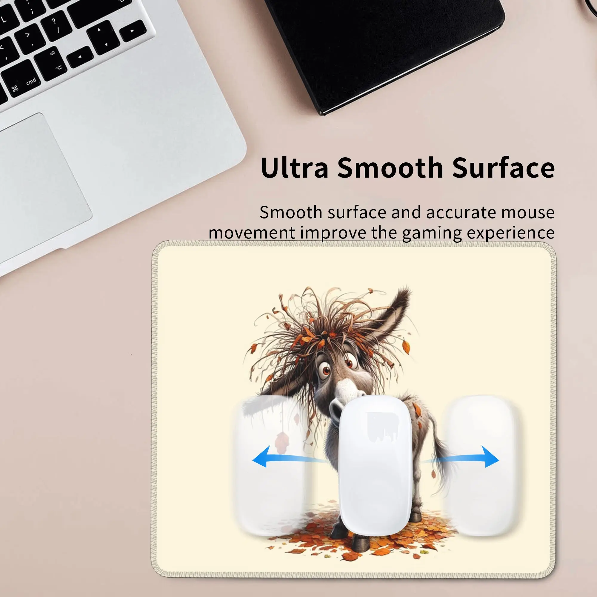 Cartoon Donkey In Autumn Leaves Mouse Pad Computer Keyboard Mouse Mat Gamer PC Laptop Desk Mat Office Accessories Table Mats