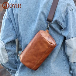 JOYIR Genuine Leather Cylindrical Crossbody Bag for Men Women Casual Shoulder Bag Fashion Trendy Small Messenger Bag New