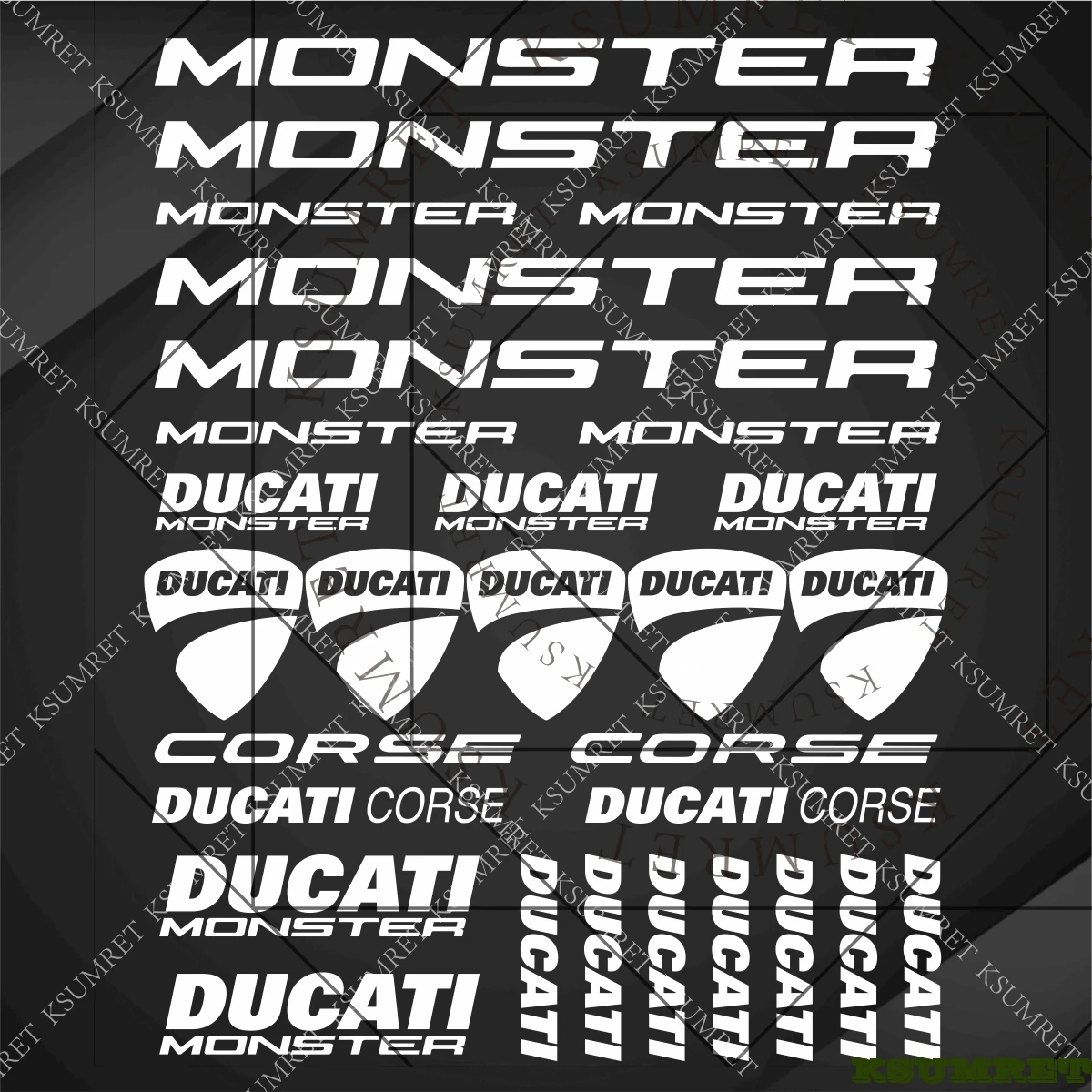 For Ducati Monster Motorcycle Sticker Tank Helmet Logo Decals - Detail 1