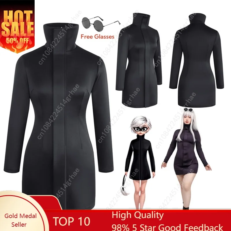 

Women Gojo Satoru Bodycon Dress Cosplay Costume with Glasses Set for Girl Cosplay Stretchy Fabric Black Sexy Dress Halloween