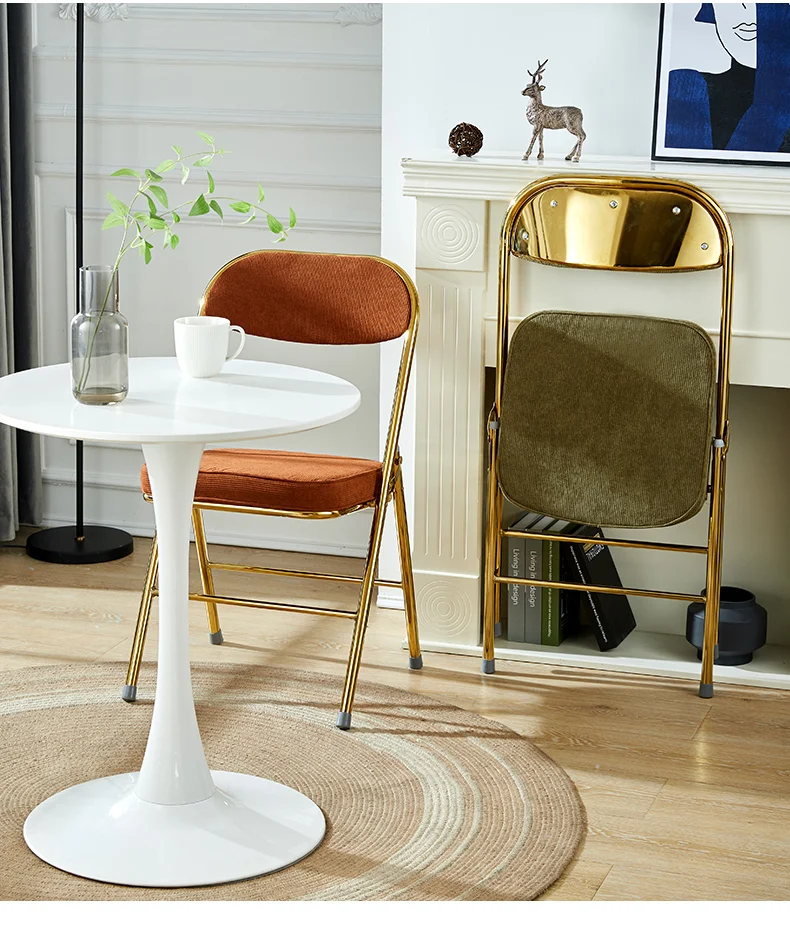 

Современный складной стул для ресторана, банкетов, кейтеринга, апартаментов и складов, с тканевыми ножками и вельветовой обивкой