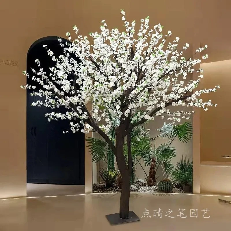 

Artificial Pear Flower Tree Fake Peach Blossom Winter Jasmine Wishing Tree White Large Indoor Plant Floriculture Set