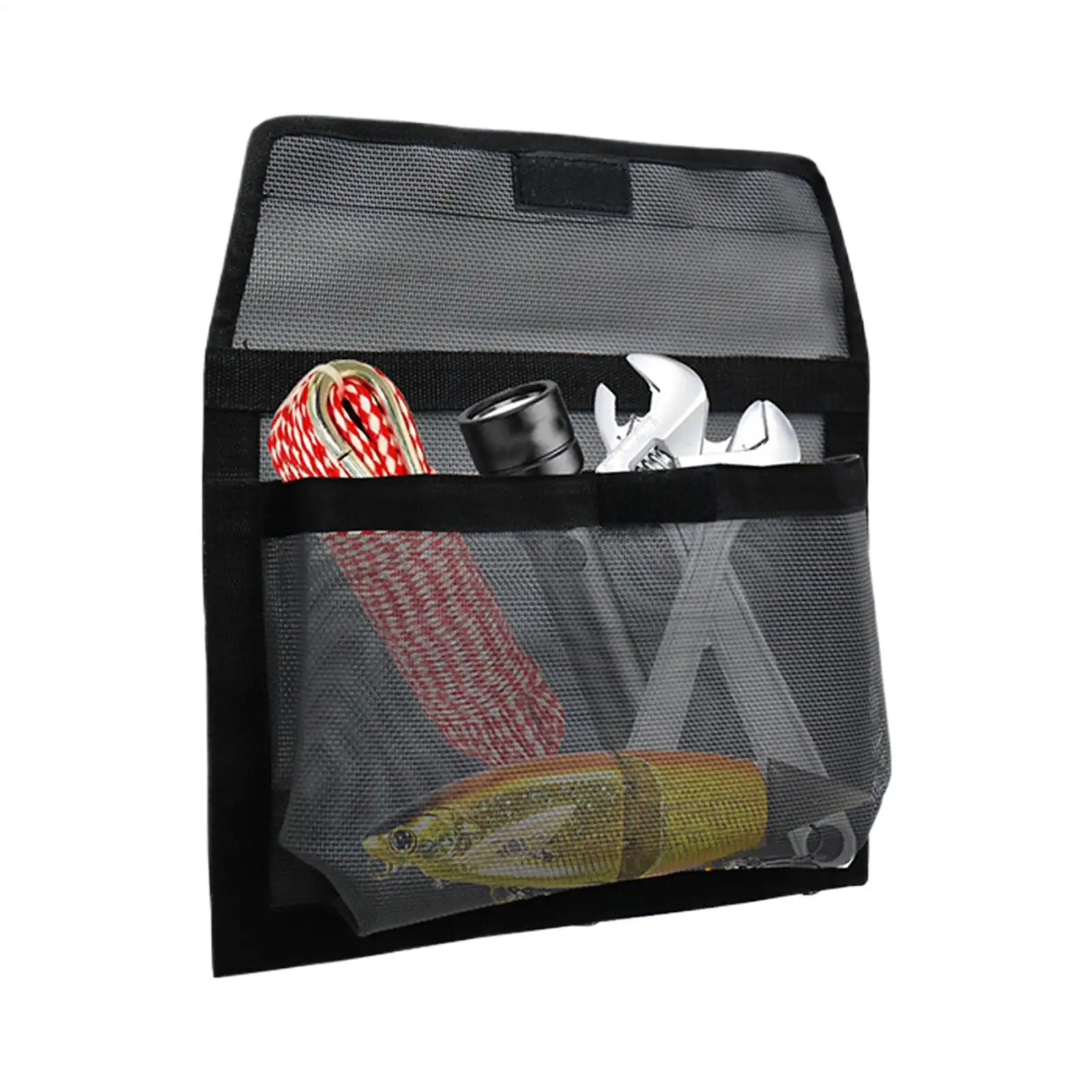 

Self-adhesive Boat Storage Bag with Lid Leak-Proof Boat Marine Mesh Bag Strong Adhesive Boat Storage Fishing Tools