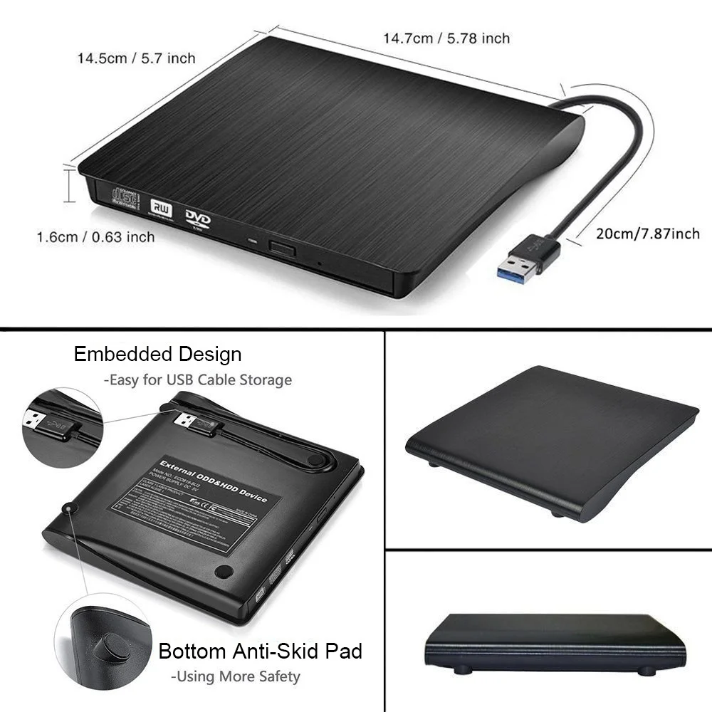 Graffratore masterizzatore per unità CD DVD USB 3.0 esterno per laptop desktop Mac Windows Linux portatile ad alta velocità
