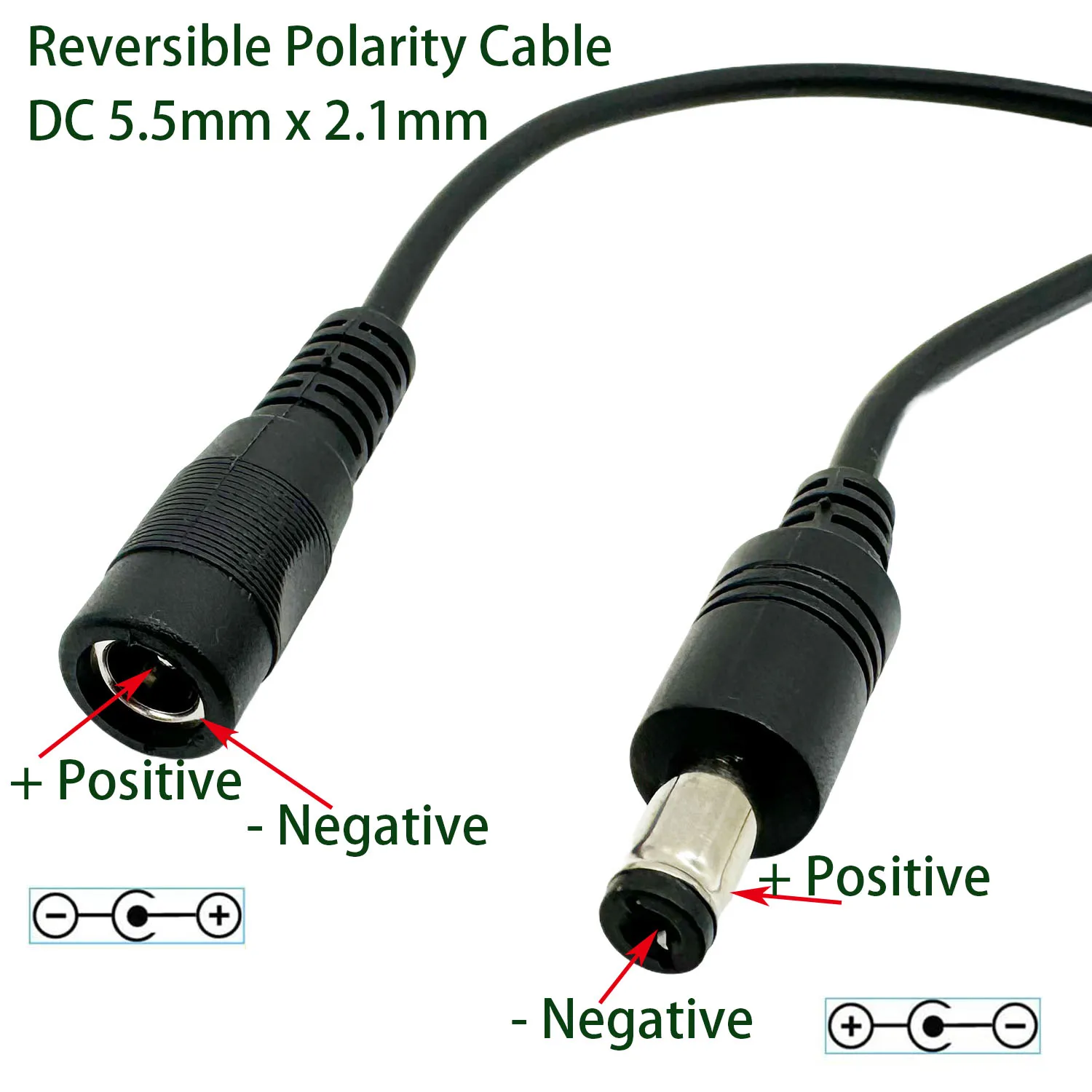 1pc Reverse Polarity Power Converter Kabel DC 5,5mm x 2,1mm für Tastatur Gitarre Klavier Effekt Pedale Lautsprecher radio – Detail 8