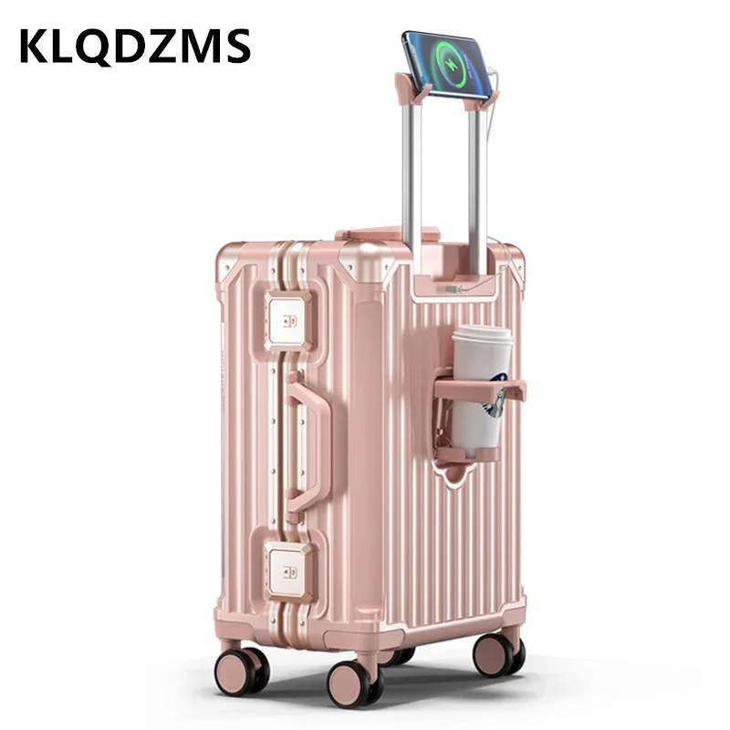 KLQDZMS Luggage on Wheels Aluminum Frame Boarding Box Large Capacity Trolley Case 20\