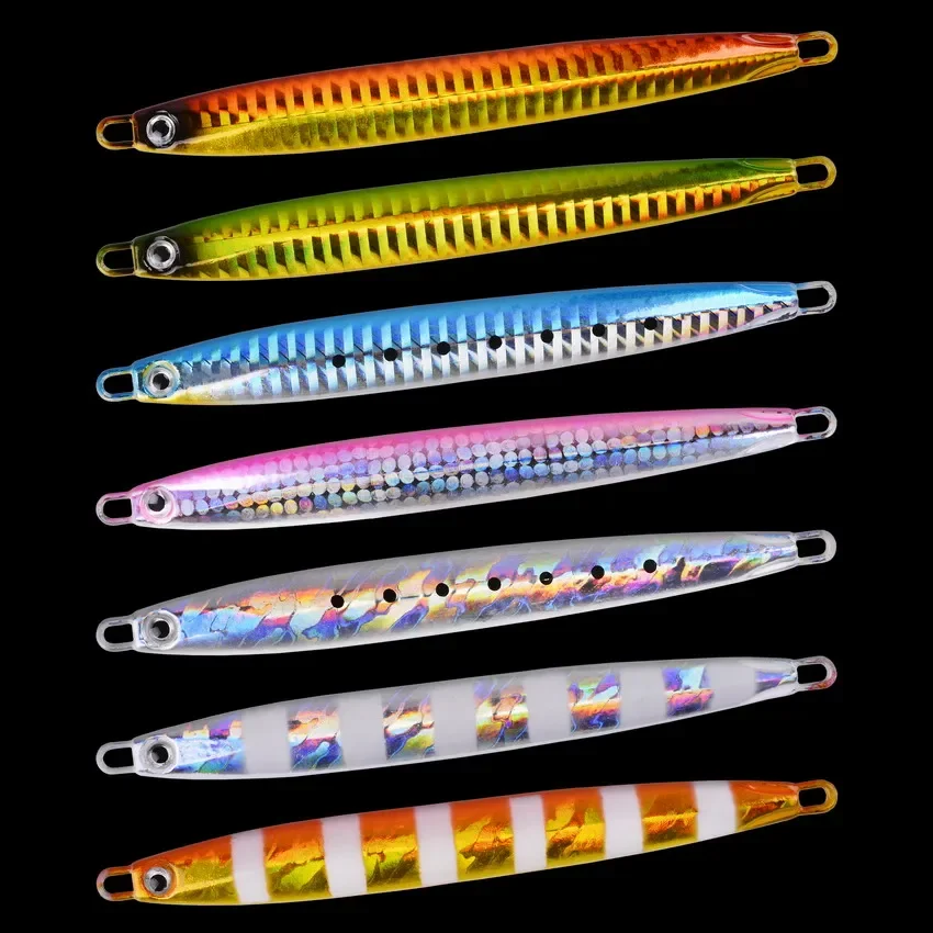 7pcs Long Metal Jig Fishing Lure Set Slow Cast Jigging Spoon 10g 20g 30g 40g 60g artificiale Shore Metal Bait Sea Tackle Kit