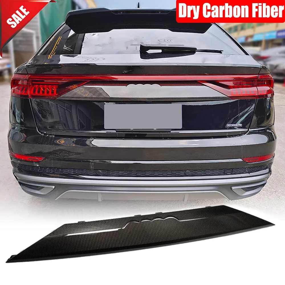 

For Audi Q8 SQ8 RSQ8 2019-2024 Dry Carbon Rear Door Trunk Lid Gate Cover Trim Spoiler Body Kits Car Accessories