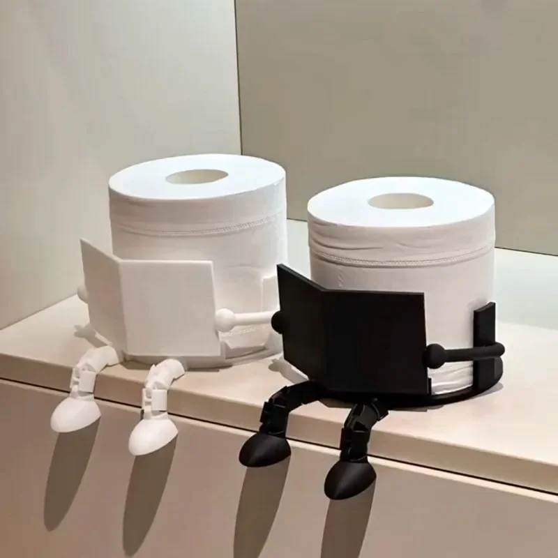 3D Printed Paper Holder Funny Black White Reading Buddy Multifunctional Storage Home Supplies Creative Bathroom Decoration Gifts