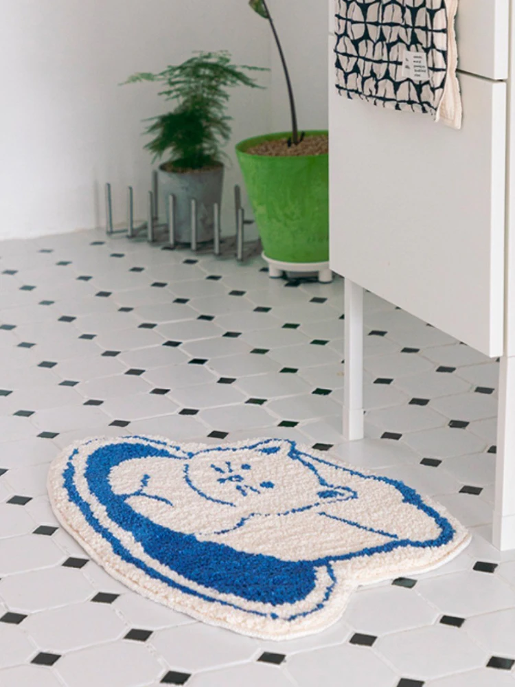 VIKAMA Cute Cartoon Wool-Like Carpet Anti-Slip Bath Floor Mat Soft Living Room and Bedroom Floor Mat Home Decoration