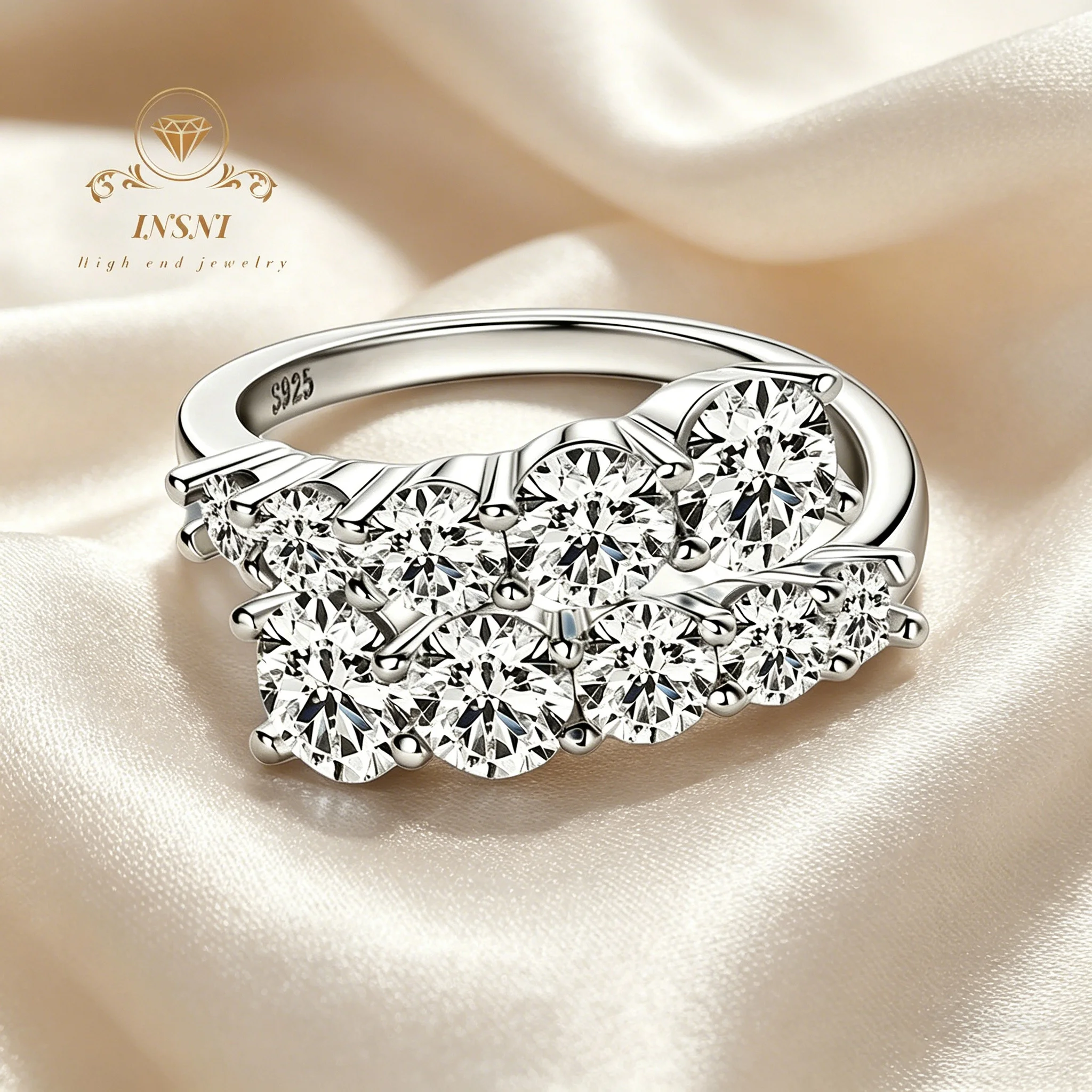 

Group Set Diamond Multi Row Moissanite Silver Ring Double-Headed Adjustable Moissanite Jewelry High-End Minimalist Luxury Gift