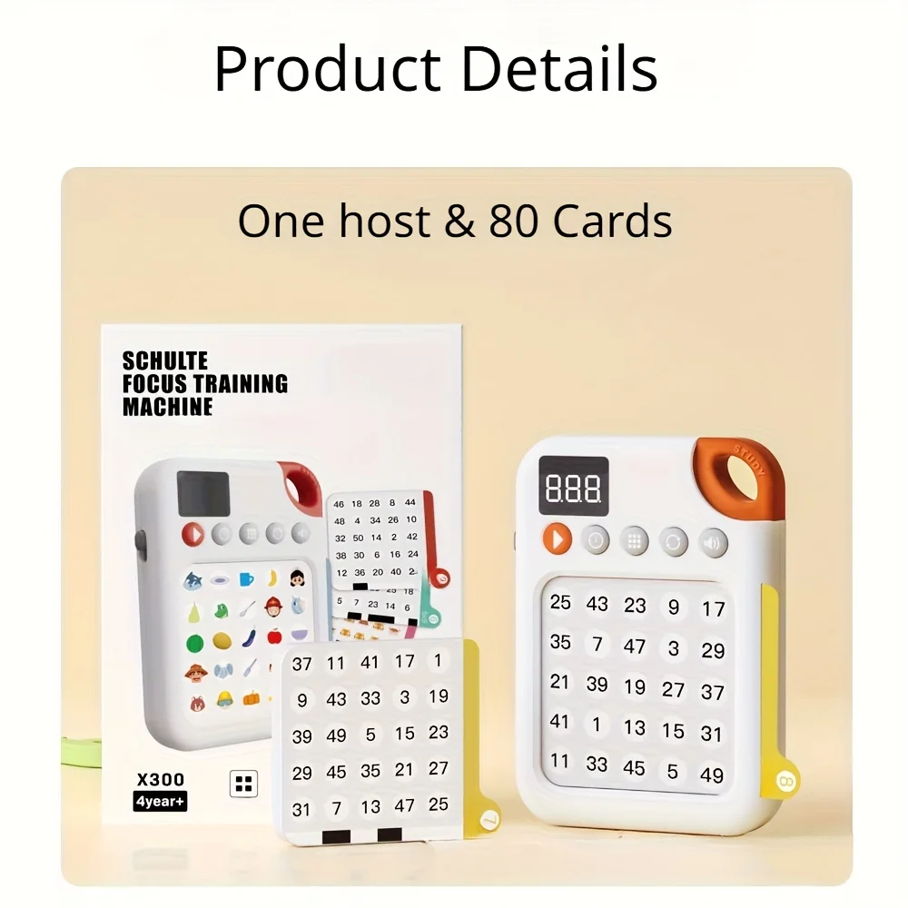 Interaktives Schulte-Gitter-Lernspielzeug für Kinder, Aufmerksamkeitstraining, Fokusverbesserungsmaschine mit sequentiellem Speicher, reagiert