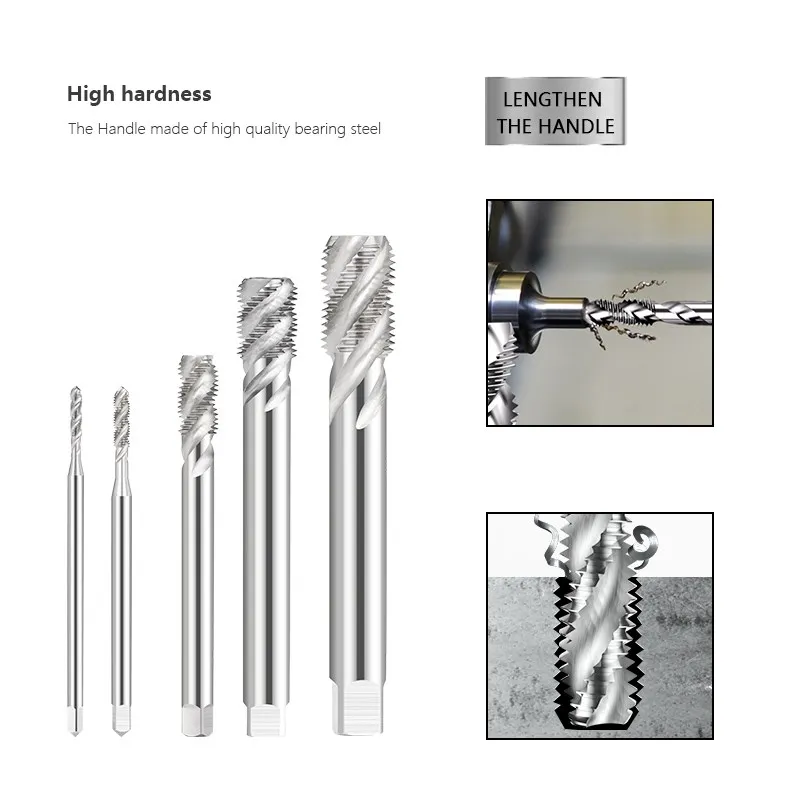 M2-M16 Machine Screw Tap Spiral Flute Thread Tap Drill Bit HSS 100-180mm Long Tap Hand Tools