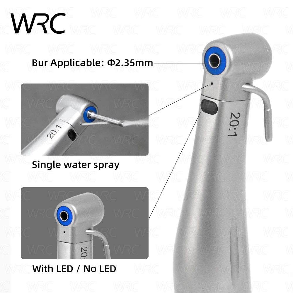 20: 1 Implant Contra Angle Low Speed Dental Handpiece Stainless Steel E Type Connect Implant Motor Tools