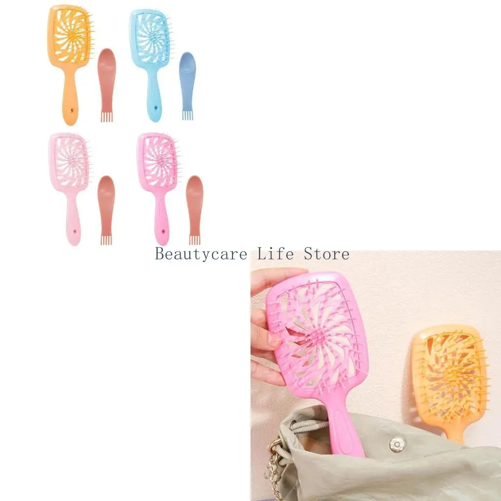 652C 2 Pcs Hollow Out Massage Comb Detangling Hair Brush Curly Hair Comb for Hair