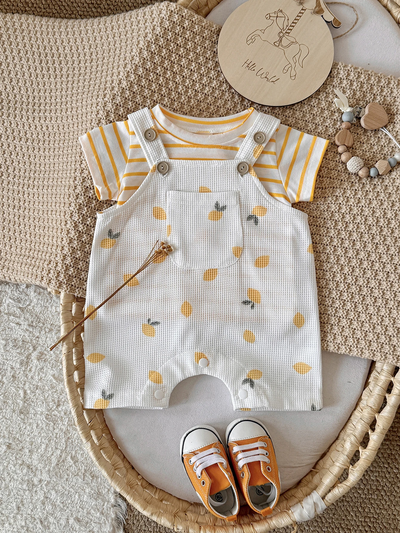 

0-1Y Newborn Baby Romper lemon Print Sweet and Cute Baby Onesie Summer Everyday Wear Toddler Costume
