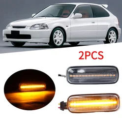 2x For Honda 12V Car Dynamic Turn Signal Side Light Yellow Light With Transparent Shell For Civic EK9/EJ9 1995-2000