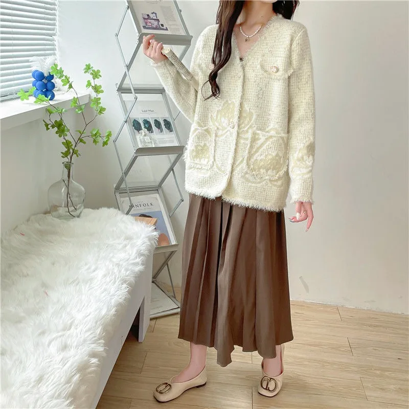 

Cardigan Coat Autumn and Winter 2023 Casual Knitwear Warm Versatile Knitted Cardigan Sweater Coat Women Small Fragrant Coat