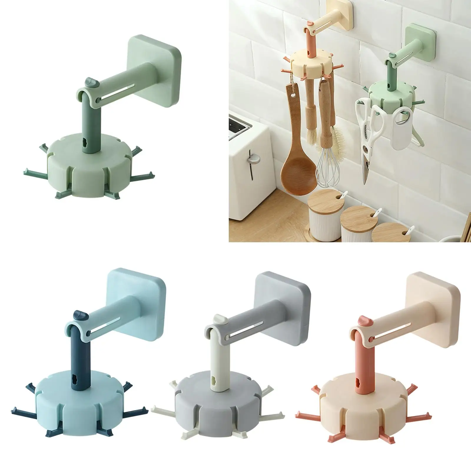 Self Adhesive Rotating Utensils Hooks Rotating for Spoons Kitchen Home