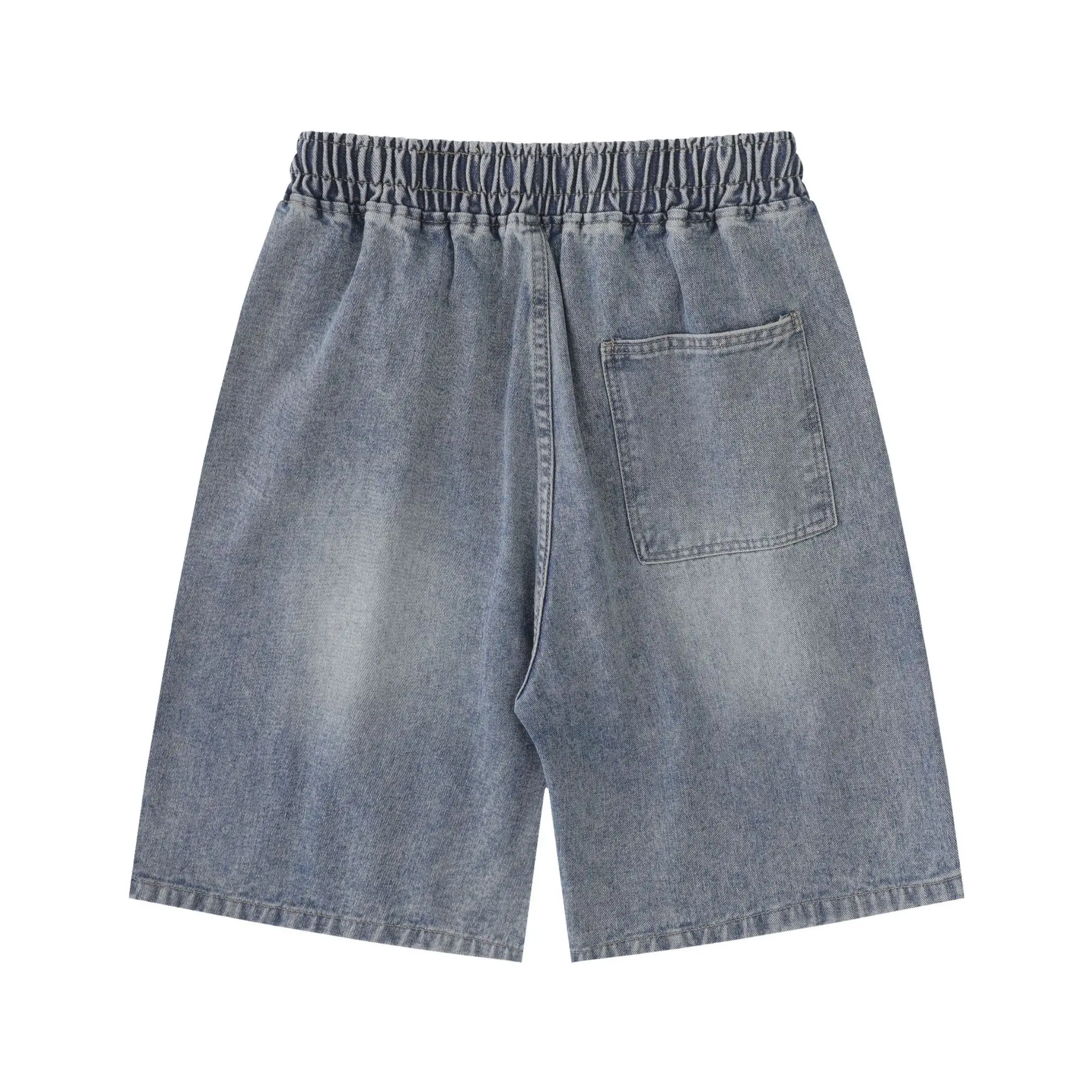 Pentagram Ripped Hole America Style Streetwear Denim Shorts for Men Women Solid Color Vintage Sport Casual Half Length Pants
