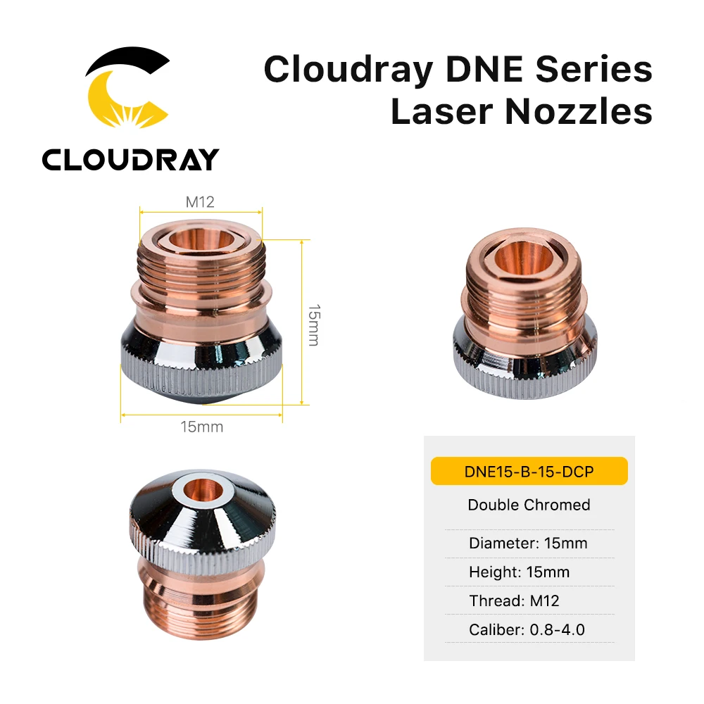 Cloudray DNE Series Laser Nozzles Type B Dia.15/17mm Single Double Chrome Layer Caliber 0.8-6.0 for Fiber Laser Cutting Head