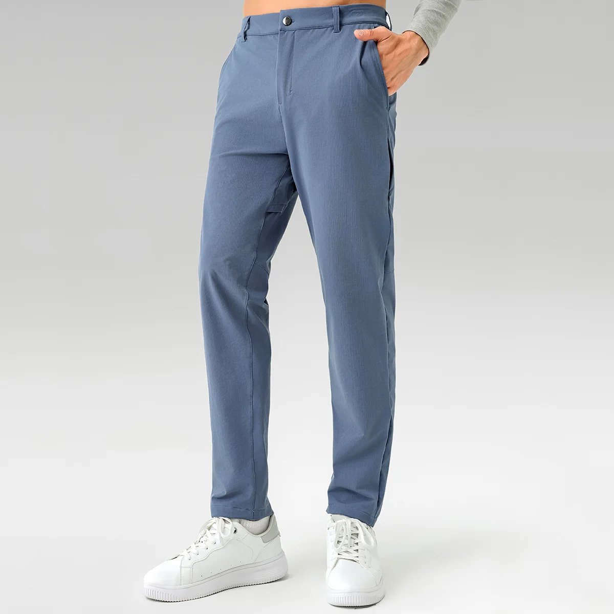 Men Thin Quick-drying Classic Four-sided Springing Casual Sweatpants With Hidden Zipper Pockets Solid Color For Men Pants