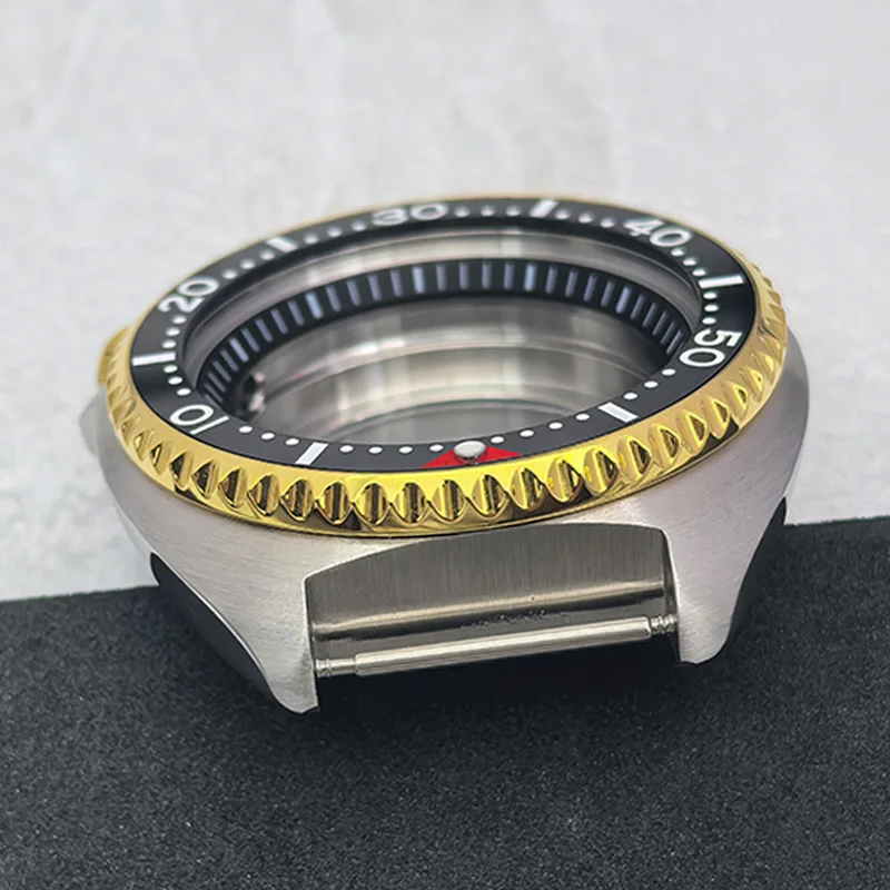 Mod 44MM Sapphire Crystal Glass Case NH35 Case Fits 6105 6309 Turtle Abalone Case Replace 7S26 NH35 NH36 4R Movement 28.5MM Dial