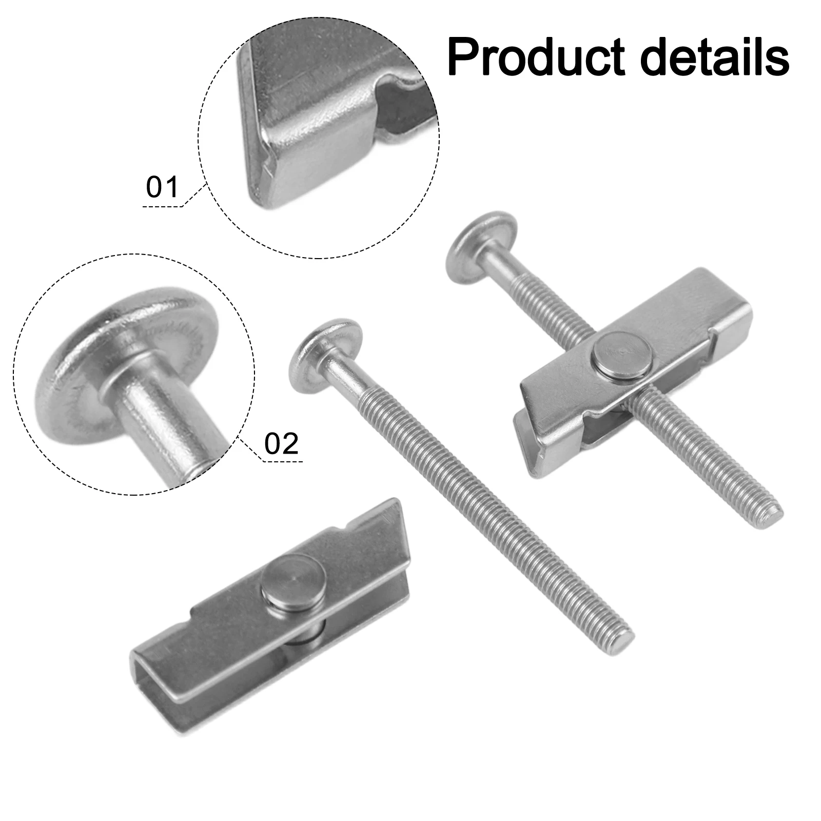 Toilet Fixing Kit Toilet Seat Bolts Toilet Maintenance Silver Screw Easy Installation Fits 6cm Length Bolts Rust-proof Material