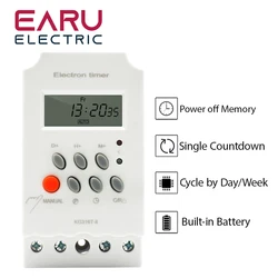 Din Rail Digital Weekly Timer 12V DC Input 7 Days Programmable 24hrs MINI TIMER SWITCH Time Relay Output Load High Power 25A